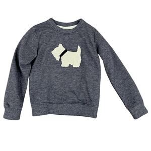 Ferrioni Grey Textured‎ Dog Applique Crew Neck Long Sleeve Playful Sweatshirt 3T